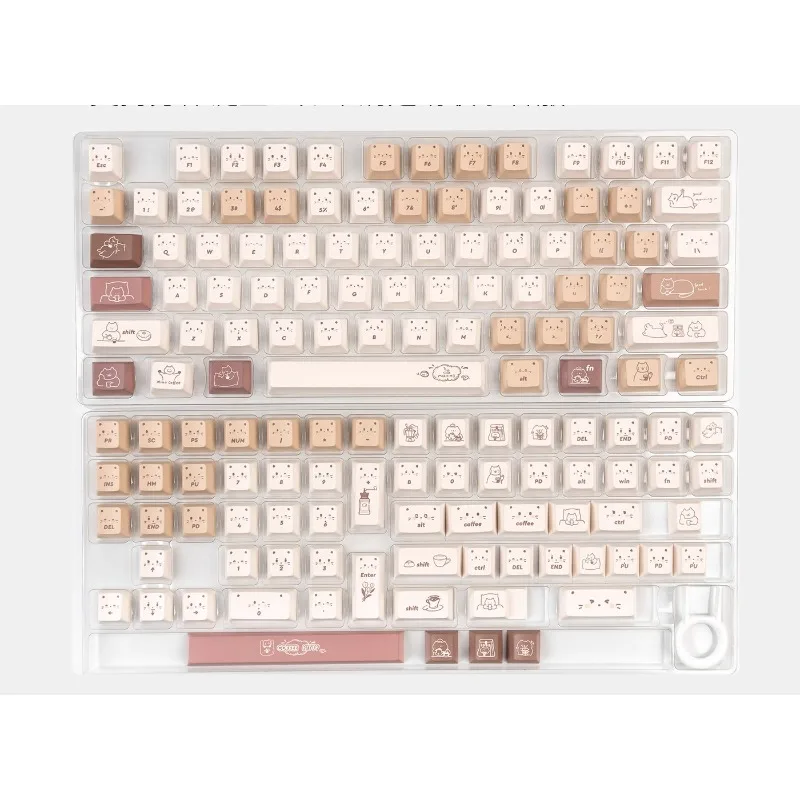Juego de teclas con tema transparente Coffee Cat, tapas de teclado personalizadas con perfil de cereza PBT para accesorios de teclado mecánico MX - imagen 5