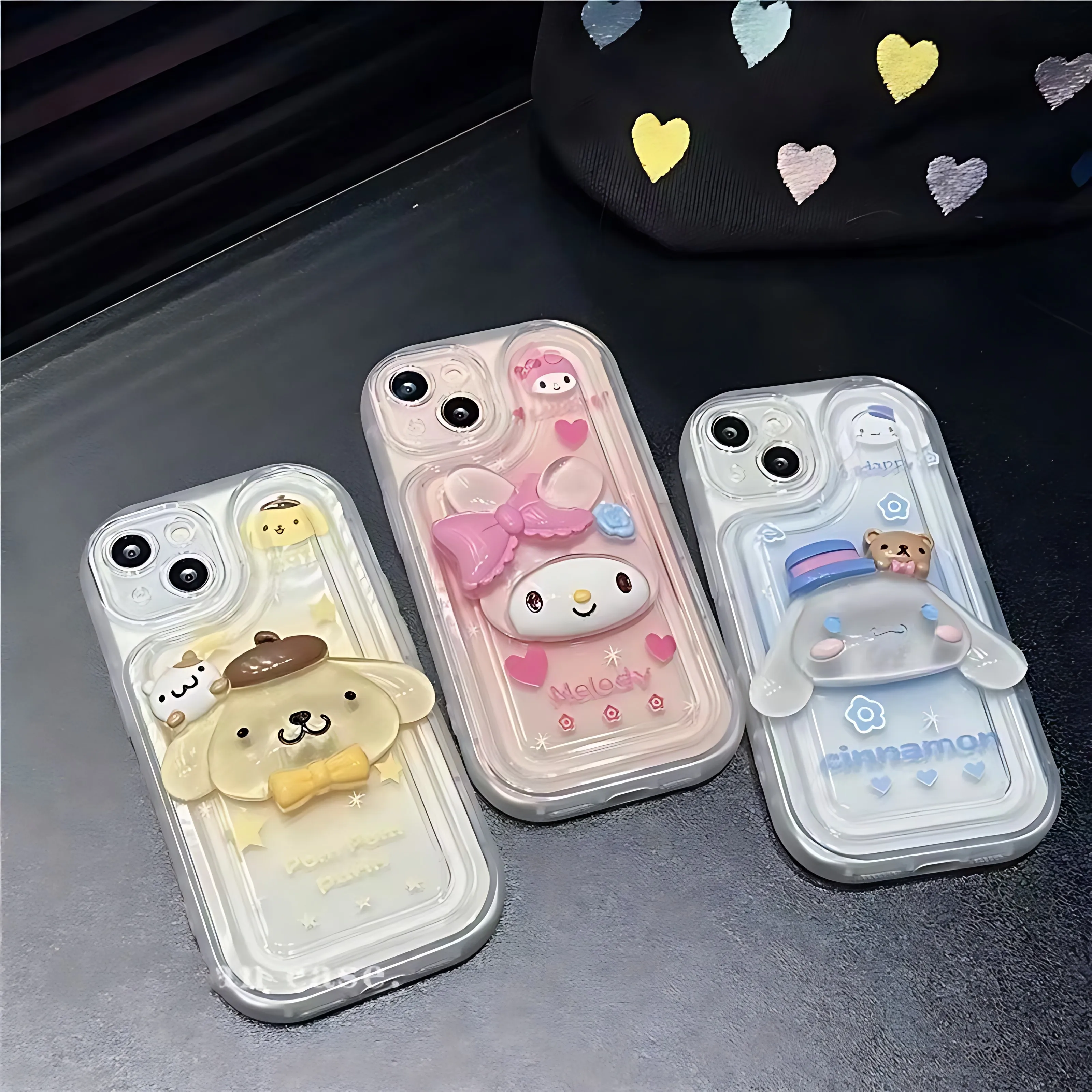 Dibujos animados lindo Melodys Cinnamoroll con soporte para teléfono móvil funda de teléfono para iPhone 16 15 14 13 12 11 Pro Max 7 8 Plus X XR XSMax - imagen 3