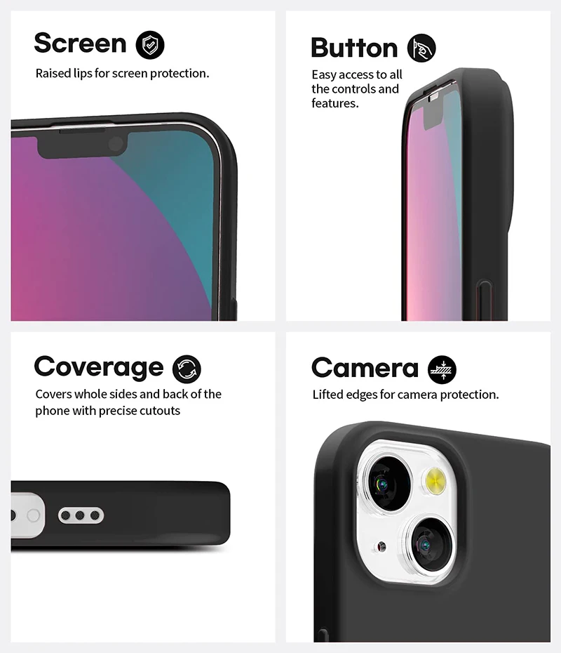 Funda suave de silicona mate ultrafina para iPhone 14 13 12 Mini 11 Pro XS Max X XR SE 3 7 8 6S 6 Plus cubierta trasera de Color negro sólido - imagen 5