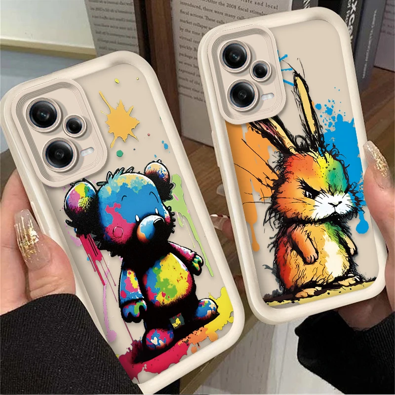 Funda con grafiti de animales divertidos para Xiaomi Redmi Note 12 13 11 Pro Plus 4G 5G 12S 11S 10S 10 9S 9 Redmi 14C 13C 12C 12 A3 contraportada - imagen 2