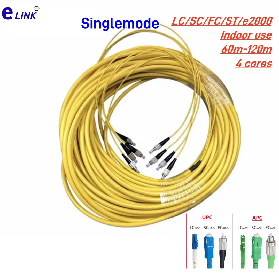 Cable de conexión de fibra 4 núcleos LC-LC 60-120m monomodo 100m80m puente incluido SC FC ST E2000 SM cable de parche de fibra óptica paquete 4C - imagen 2