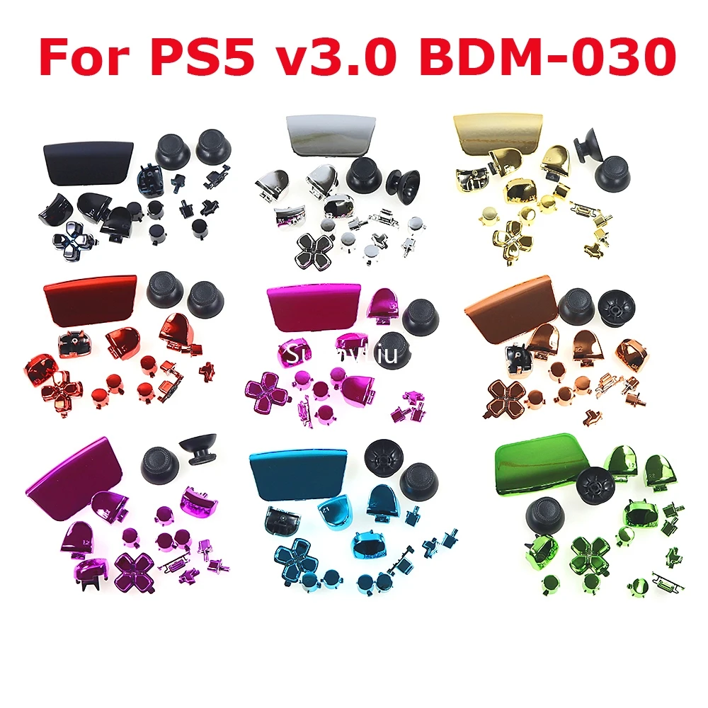 Juego completo de botones cromados para mando de PS5 v3.0, BDM-030, Joystick, tapa L1, R1, L2, R2, d-pad