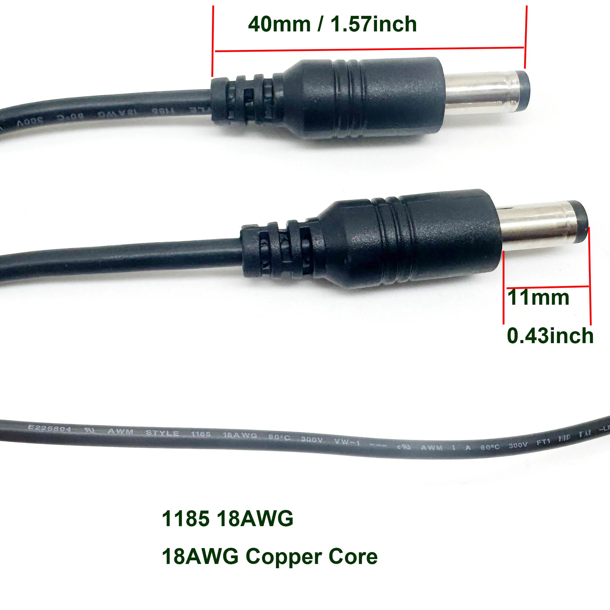 Alimentación CC 5,5mm x 2,5mm macho a conector macho de 2,1mm Cable 18AWG tira de LED cámara de vigilancia cámara de seguridad CCTV DVR - imagen 3