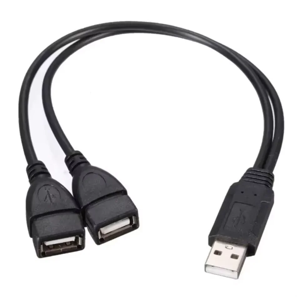 1 enchufe macho a 2 enchufes hembra USB 2,0 línea de extensión Cable de datos adaptador de corriente convertidor divisor Cable USB 2,0 15/30cm