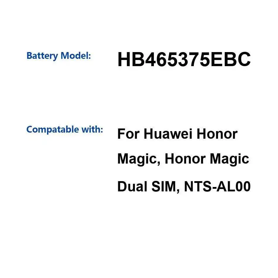 Para Huawei Honor Magic Dual Sim Nts-AL00 2900Mah HB465375EBC batería de repuesto Premium para teléfono móvil duradera