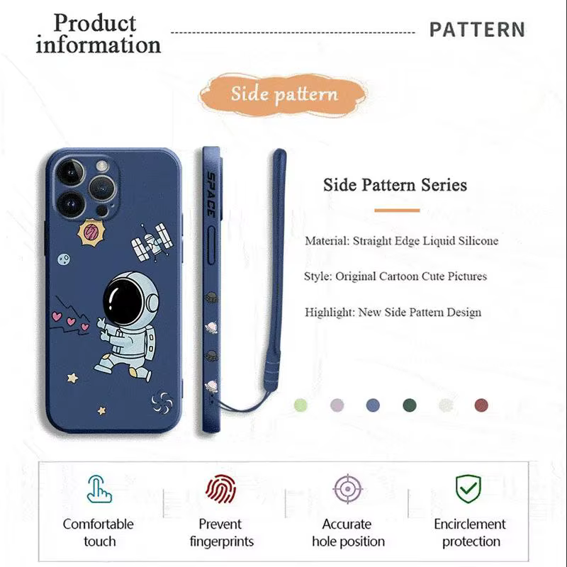 Funda de teléfono con astronauta espacial para Apple, carcasa con cuerda líquida izquierda para iPhone 15 Pro Max 14 13 Pro 11 12 7 8 Plus XS MAX XR 14 Plus - imagen 4
