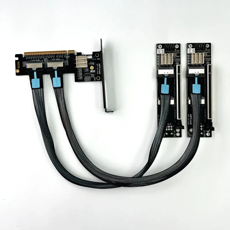 ADT PCIE 4,0 X16 a Dual X8 Riser MCIO tarjeta gráfica Cable de extensión dividido admite uno a dos SFF-TA-1016 accesorios para PC para juegos - imagen 5