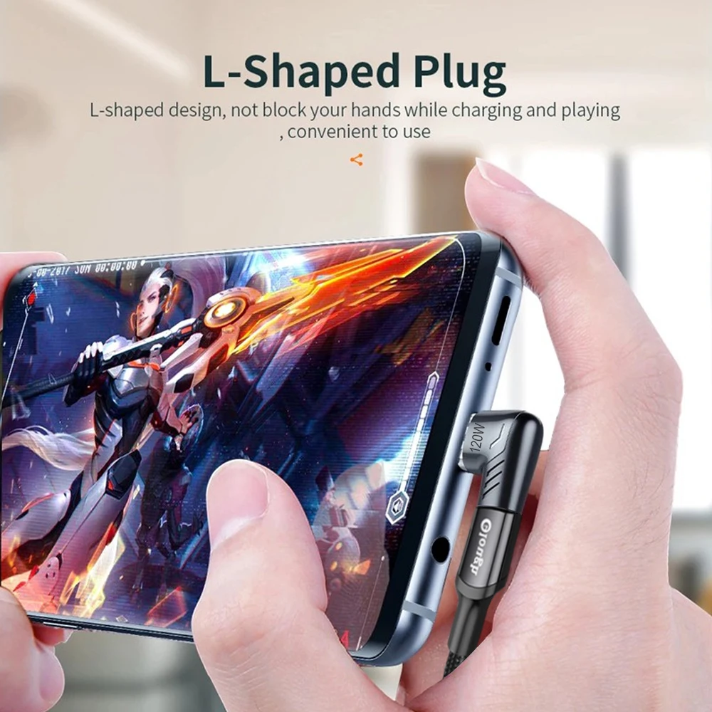 Elough 120W USB tipo C a USB C adaptador magnético 90 grados convertidor magnético de carga rápida para Macbook iPad Pro Switch Samsung - imagen 3