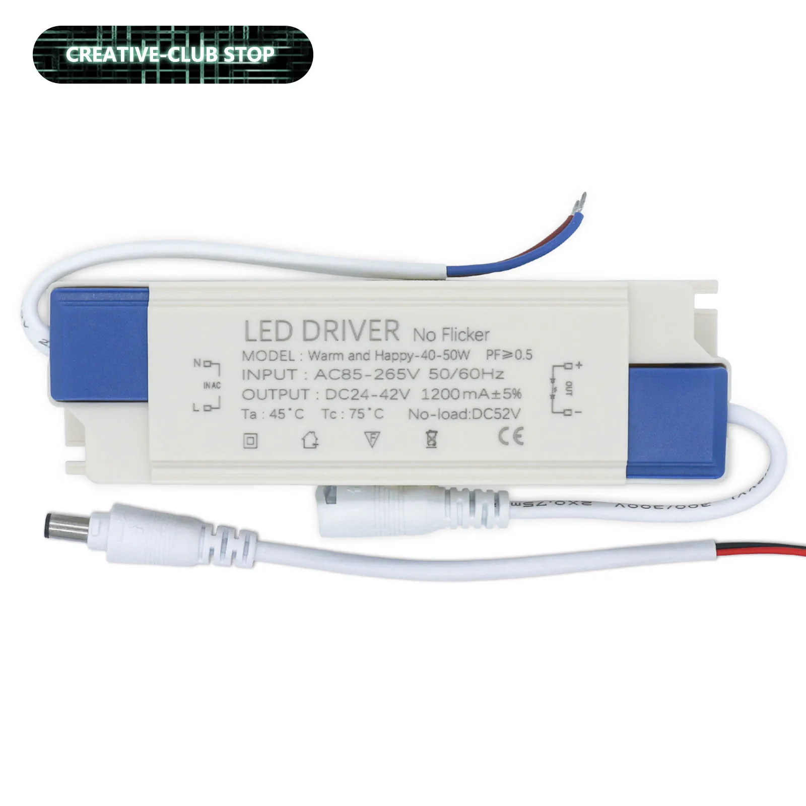 Unidad adaptadora de fuente de alimentación 40-50W 1200mA Transformador de iluminación AC85-265V a DC24-42V Sin parpadeo para iluminación empotrable de techo LED - imagen 2