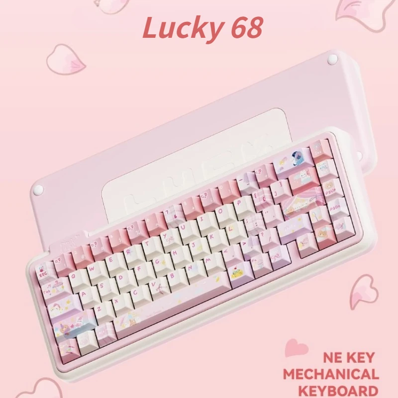 Luck68 Teclado mecánico inalámbrico trimododo BT CNC aluminio personalizado RGB junta de intercambio en caliente teclados para juegos accesorios de PC de escritorio