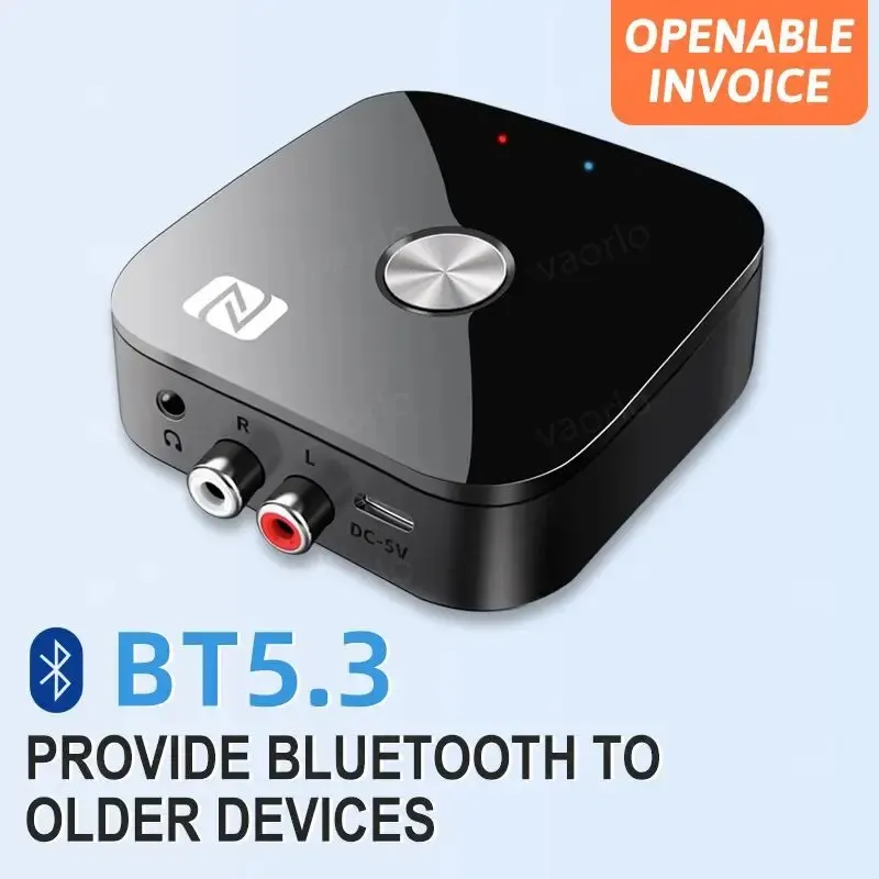 Receptor de Audio NFC Bluetooth 5,3, adaptador inalámbrico de música HIFI estéreo AUX R/L RCA de 3,5mm con micrófono, USB, reproducción de disco en U, Control remoto - imagen 3