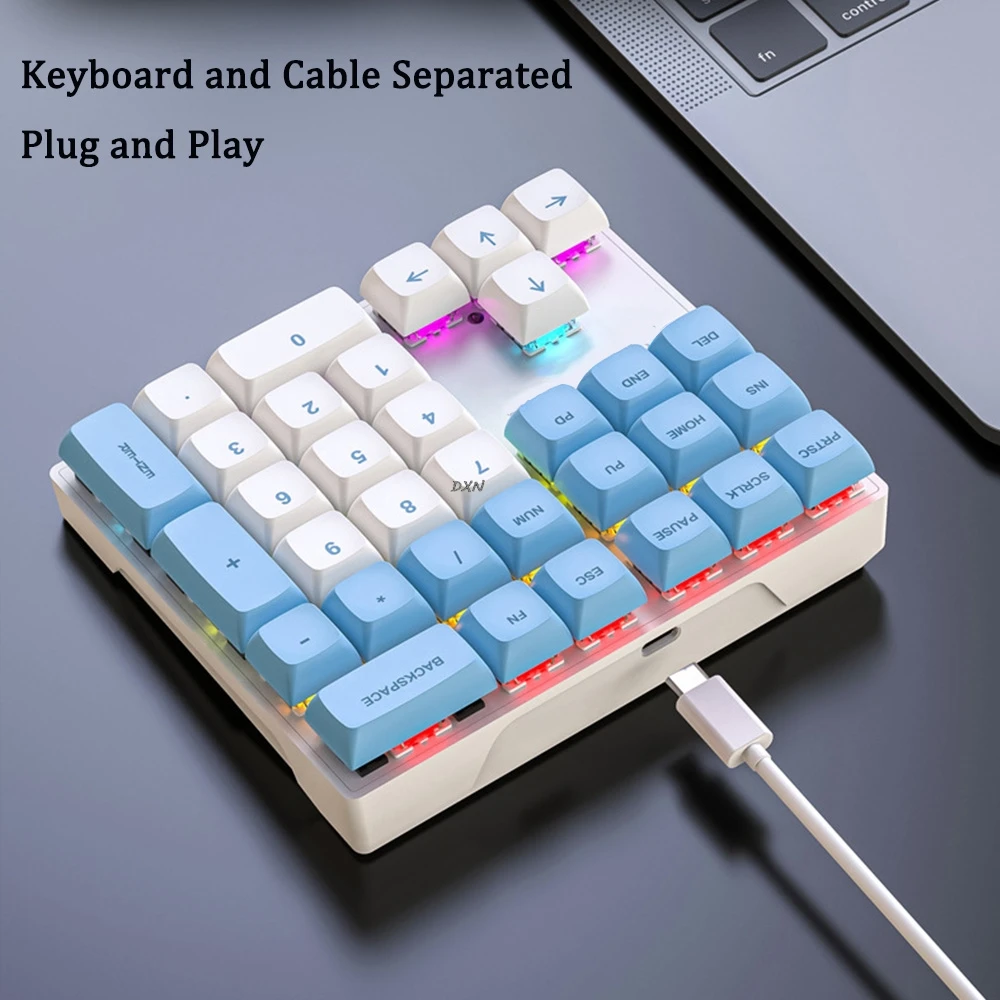 Teclado numérico mecánico con cable de 33 teclas con teclado de eje de luces multicolores para accesorios de ordenador portátil de negocios financieros - imagen 3