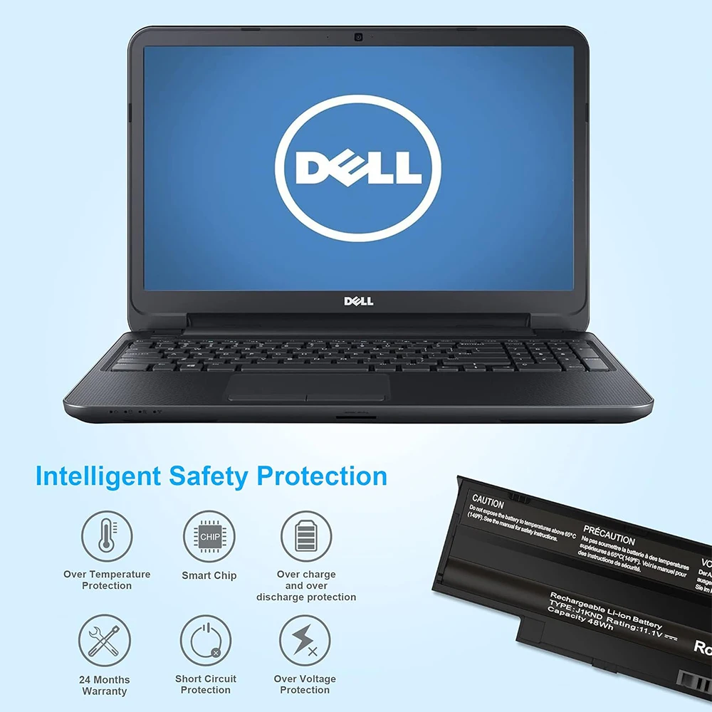 J1KND Batería de reemplazo para Dell Inspiron 13R 14R 15R 17R N3010 N4010 N4110 N5010 N7010 N5050 N5040 1540 4T7JN P20G 3750 3550 3420 M5040 312-0233 312-1205 383cw 451-11510 - imagen 3