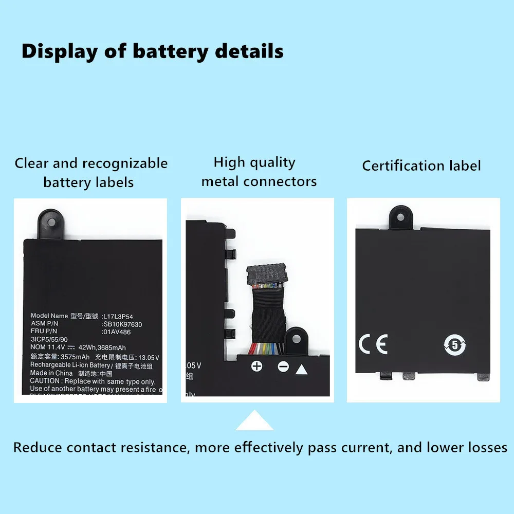 01AV487 L17M3P56 L17L3P56 batería del ordenador portátil para Lenovo Thinkpad Yoga 11E 5th Gen Series 11E-20LM 11E-20LN 11E-20LQ 01AV486 L17L3P54 - imagen 5