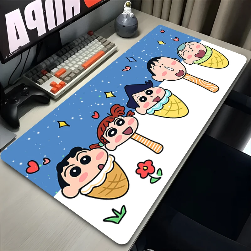 Alfombrilla de ratón C-crayon S-shin-chan, accesorios para PC de oficina, alfombrilla extendida con patrón de Anime, alfombrilla de escritorio antideslizante, alfombrillas de goma para juegos - imagen 3