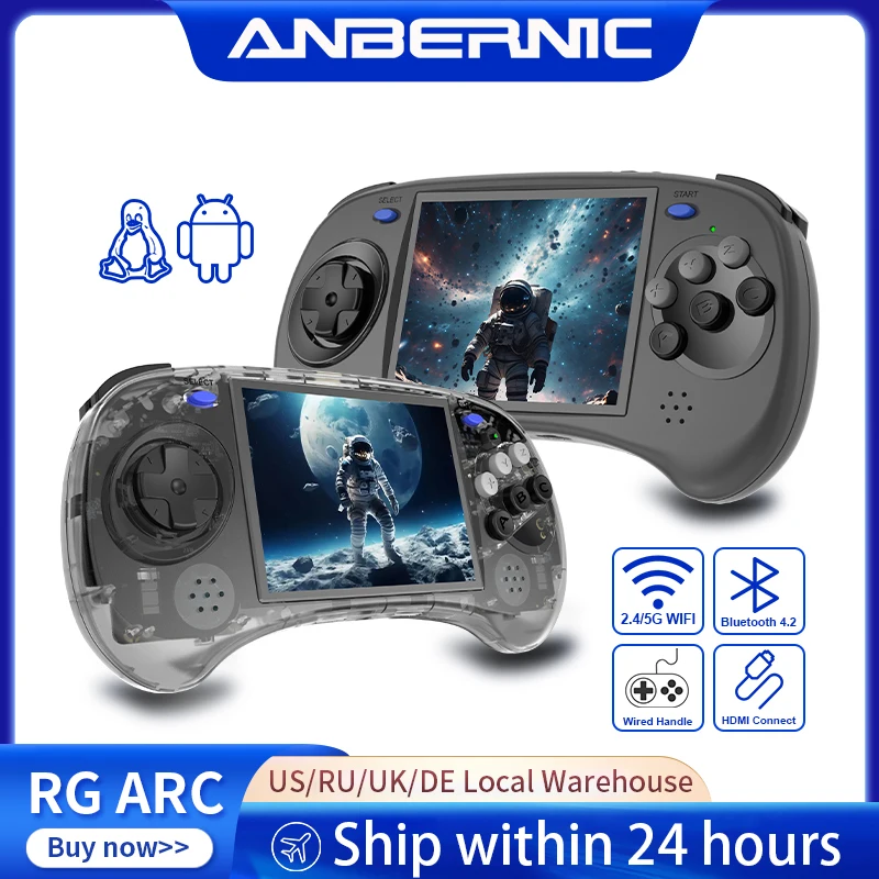 ANBERNIC-consola de juegos portátil RG ARC-D ARC-S, diseño de seis botones, 4 ", IPS, Linux y sistema operativo Android, reproductores de vídeo Retro, compatible con mango con cable - imagen 2