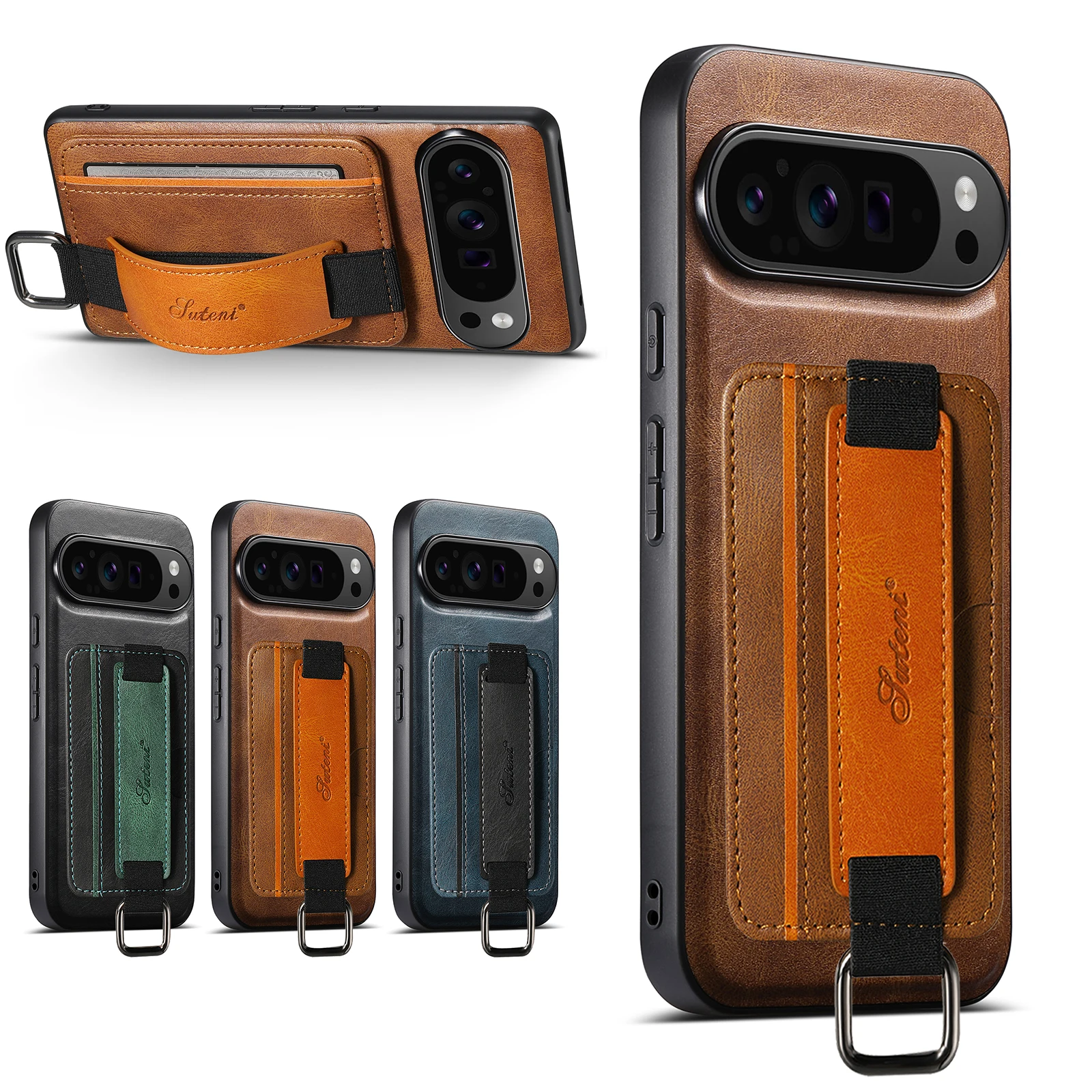 Funda tipo billetera para Google Pixel 10 Pro XL 10 Pro, funda de cuero PU con soporte, pulsera a prueba de golpes, correa, bolsillo para tarjetas, Fundas - imagen 2