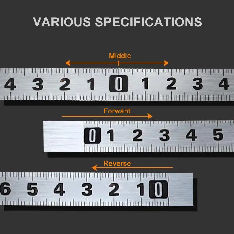 Regla adhesiva de acero inoxidable de 13MM, cinta de acero al carbono de 1-10 metros, escala de Metal para avance/retroceso/medio para regla plana de carpintería - imagen 2