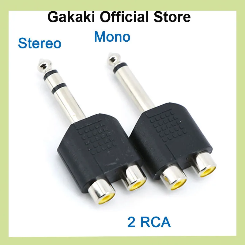 6,35mm 6,5 Audio Mono estéreo 1/4 pulgadas macho a 2 vías RCA hembra 2RCA Y conector de altavoz divisor 6,35 Jack para amplificador mezclador h - imagen 3