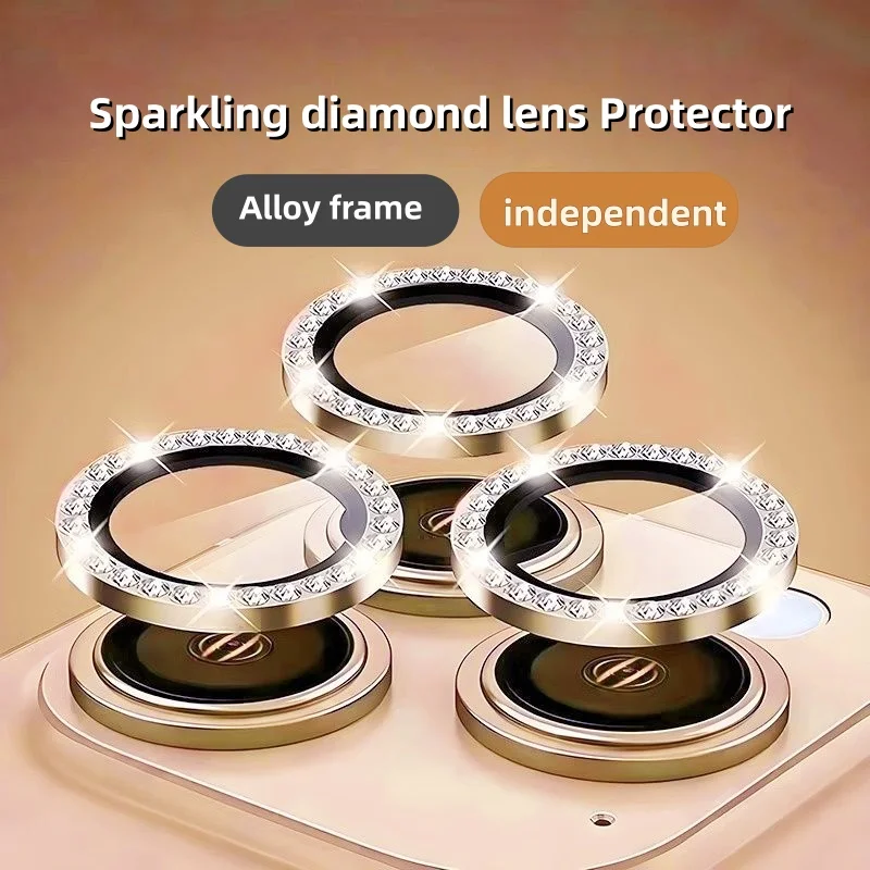 Protector de lente de cámara de diamante brillante para IPhone 12, 13, 14, 15, 16, 17 Pro Max, 14, 15, 16 Plus, vidrio Protector de Metal, 2-3 Uds. - imagen 2