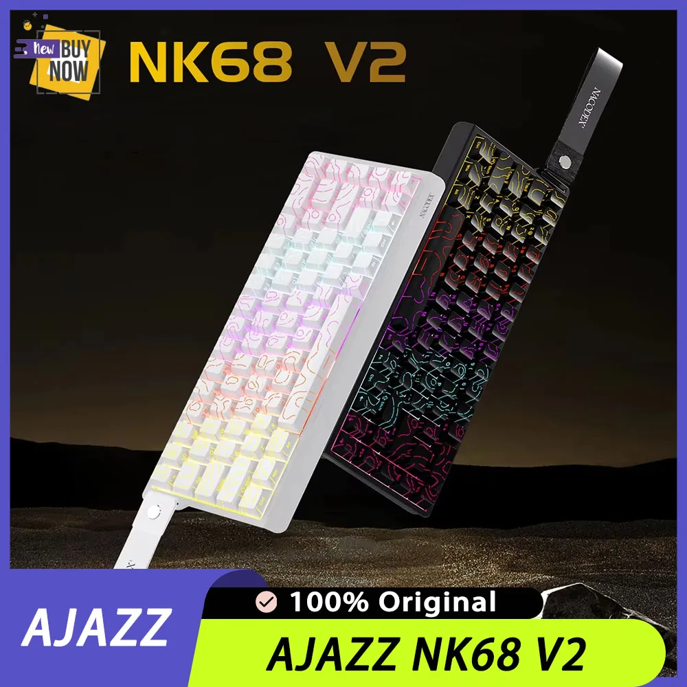 Teclado mecánico con cable AJAZZ NK68 V2, teclado ABS intercambiable en caliente con retroiluminación RGB para juegos, diseño de 68 teclas, accesorios para Pc