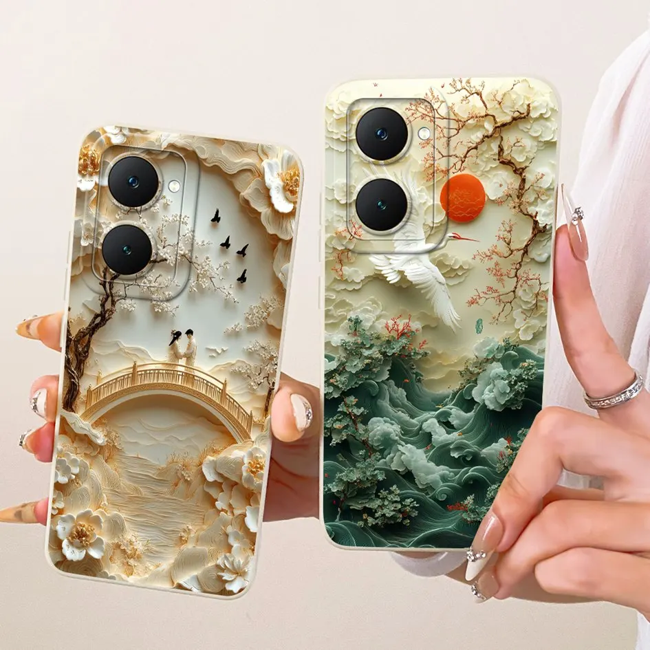 Para Vivo Y03 V2332 funda nueva moda flor funda trasera de silicona suave para Vivo Y18 Y18i Y18E V2350 T3 Lite V2356 IQOO Z9 Lite