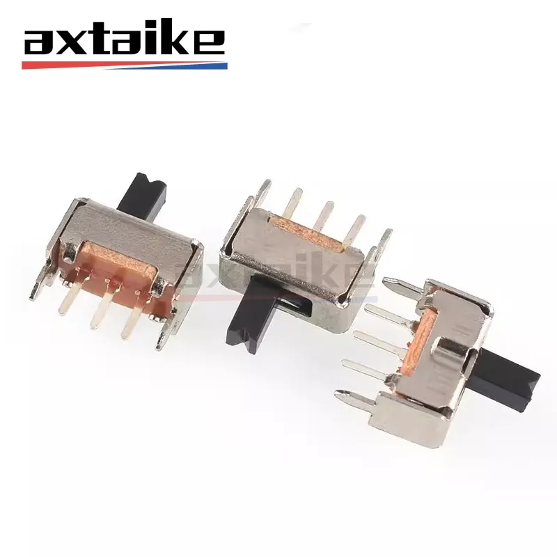 50 Uds SS12D07 mango alto 2/3/4/5/6/7mm interruptor de palanca Mini interruptor deslizante Vertical 1P2T 3 5 pines DPDT paso de pie 2,0 MM 500mA DC 50V