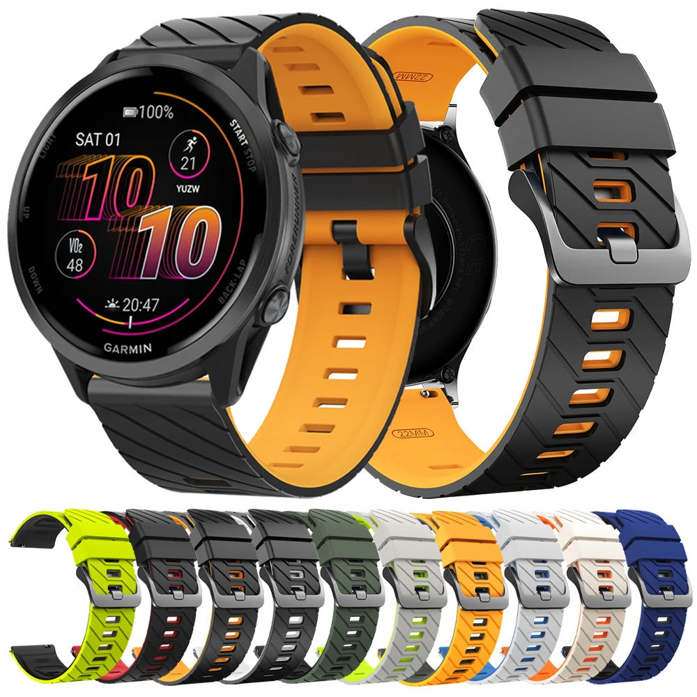 Correa de silicona de liberación rápida de 22mm para Garmin Forerunner 570 47mm 265 255 banda de música para Garmin Venu 4 3 45mm pulsera correas de reloj - imagen 2