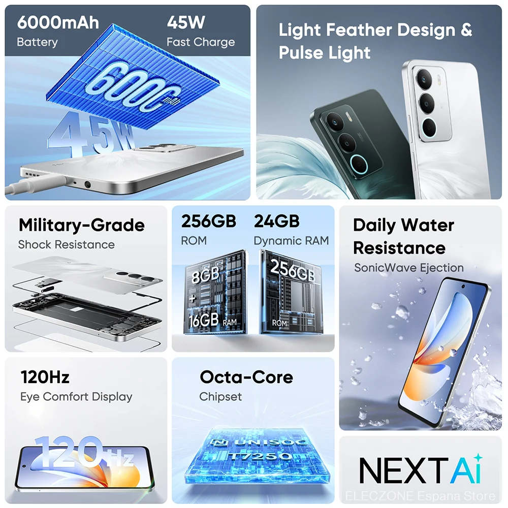 Versión global del smartphone realme C71 4G con pantalla Eye Comfort de 6,67 pulgadas y 120 Hz, batería de 6000 mAh, cámara AI de 50 MP y chipset Octa-Core. - imagen 3