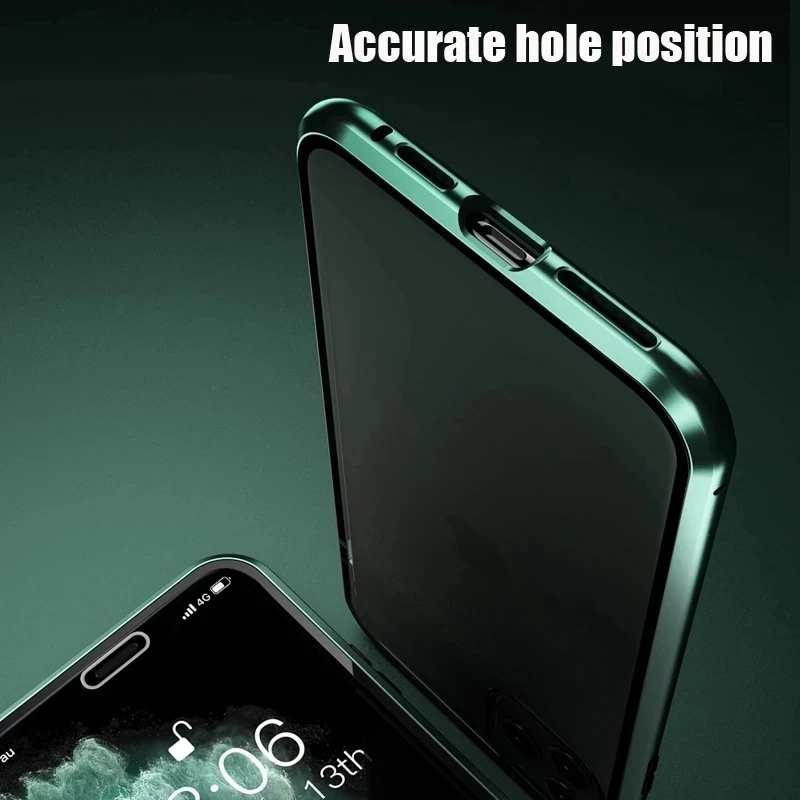 360 ° Funda de teléfono magnética de Metal de protección completa para IPhone 16 Pro Max 14 13 12 11 15 Pro Max X XS XR Plus cubierta de vidrio de doble cara - imagen 4