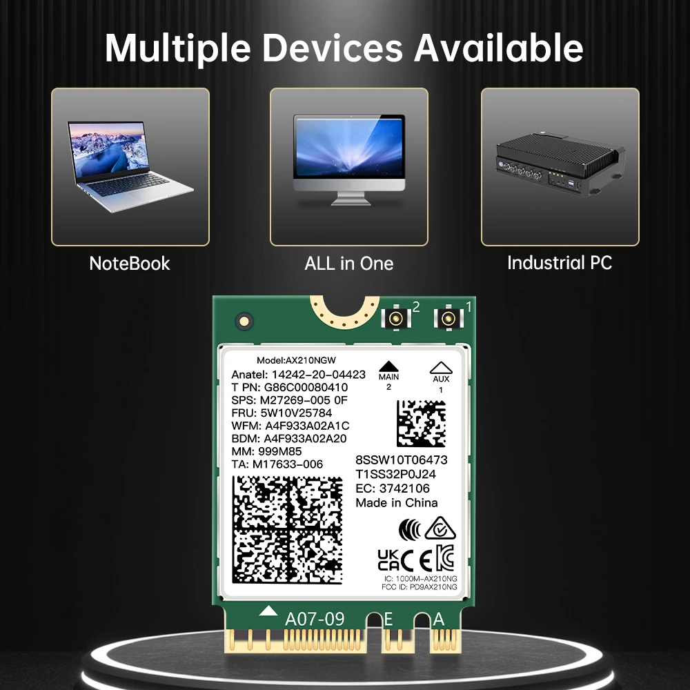 FENVI AX210 WiFi6E M.2 tarjeta BT5.3 Tri Band 5Ghz/6G/2,4G 5374Mbps 802.11AX tarjeta inalámbrica NGFF de red WiFi portátil para PC Win10/11 - imagen 5