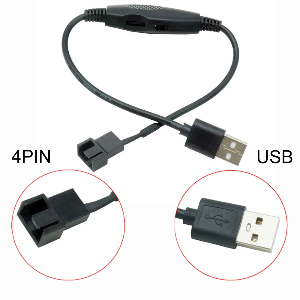 USB a 4 pines PWM 5V ventilador con funda USB USB a 4 pines adaptador de ventilador Cable conector adaptador de corriente reemplazo de Cable - imagen 2
