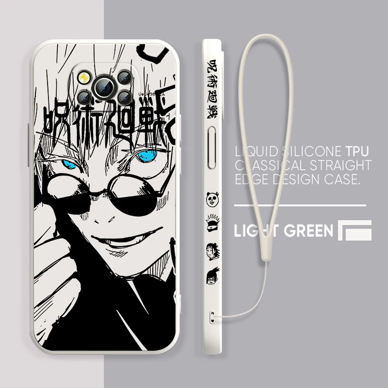 Jujutsu Kaisen-funda de Anime para Xiaomi Poco, carcasa de teléfono con cuerda líquida izquierda, para X4, X3, F4, NFC, M6, M4, M3, GT S Pro, 4G, 5G