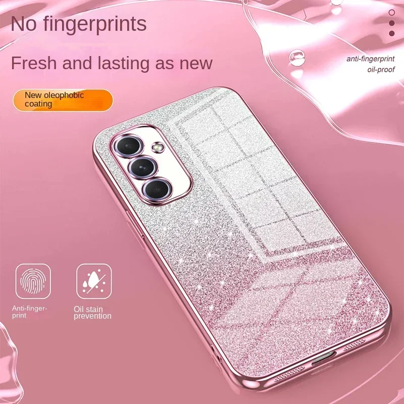 Funda de teléfono con revestimiento de purpurina para Samsung Galaxy A06 A16 A26 A36 A56, funda trasera de silicona suave TPU con borde galvanizado - imagen 3