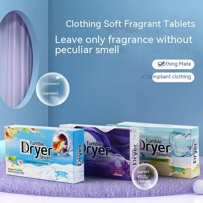 (40 uds) solo secadora, tabletas para alisar ropa, socio de lavandería, además de secado, eliminación de olores, tabletas aromáticas, aroma de ropa