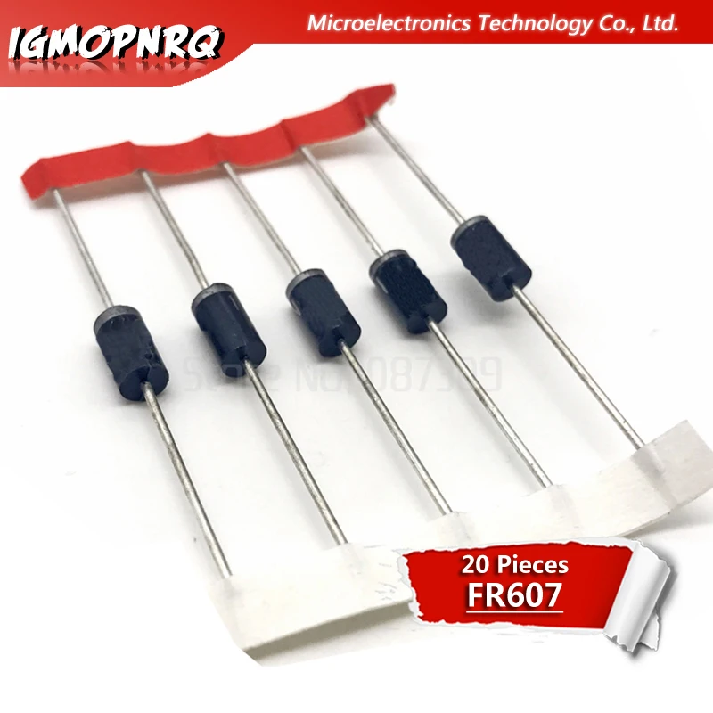 Diodos de recuperación rápida, FR607, 6A, 1000V, 20 piezas