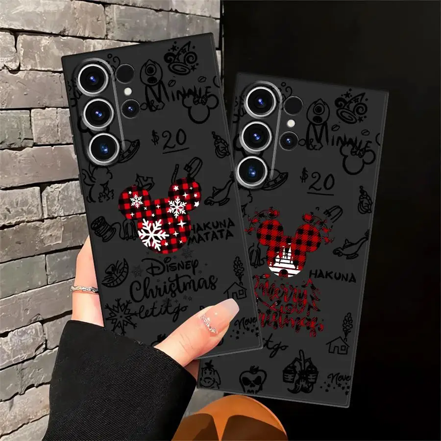 Funda de teléfono suave negra para Samsung Galaxy S24 Plus S21 FE S23 Ultra S20 S25 Edge lindo Mickey Minnie Navidad - imagen 2