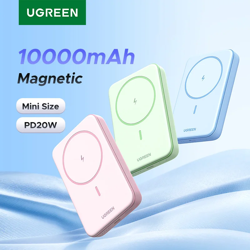 UGREEN 20W Power Bank magnético 10000mAh portátil inalámbrico de carga rápida PowerBank azul rosa púrpura verde para Magsafe PD20W - imagen 2
