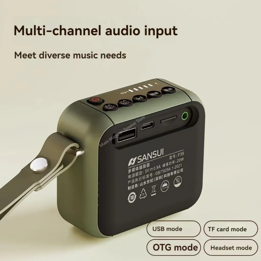 Sansui F39 Mini altavoz HIFI inalámbrico Bluetooth estéreoTWS bajo banda completa Radio MP3 reproductor de música sistema caixa de som Bluetooth - imagen 3