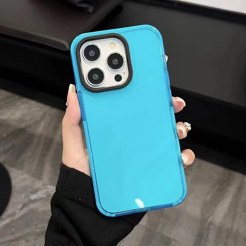 Funda de teléfono de Color fluorescente neón para iPhone 17 16 15 14 Pro Max Air 16e 11 12 13 Mini marco cubierta protectora de silicona - imagen 5