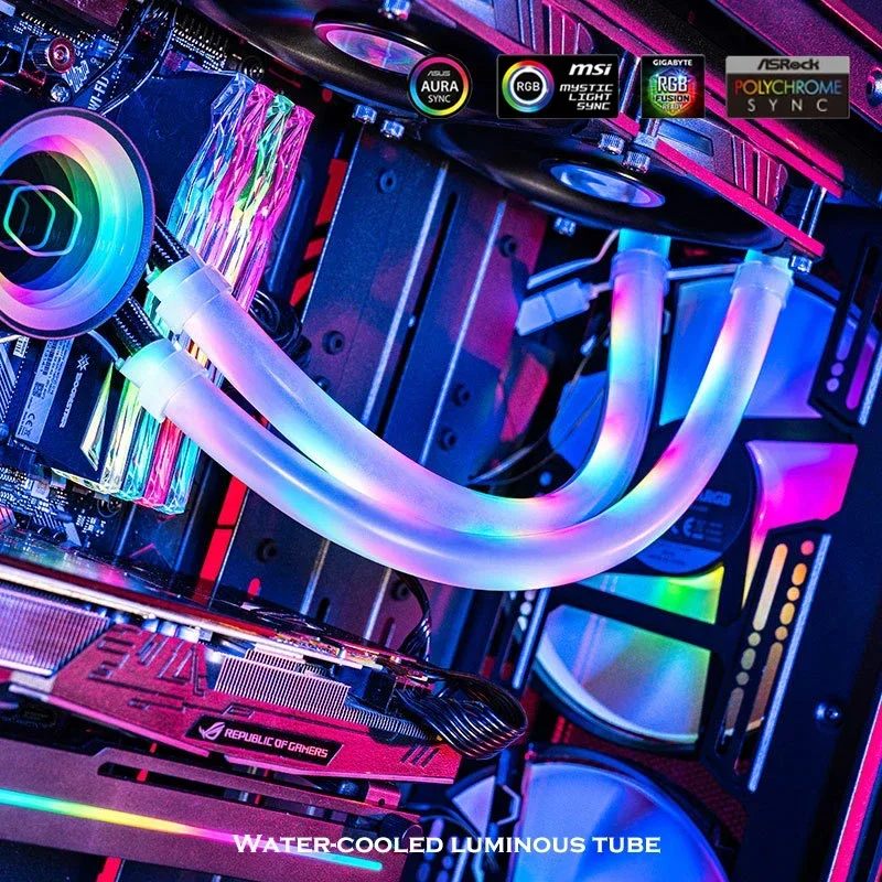Cooler Master A1-12MM/10MM refrigeración por agua tubo emisor de luz neón para 240 360 sistema de refrigeración de computadora 5V ARGB AURA SYNC 330mm - imagen 2