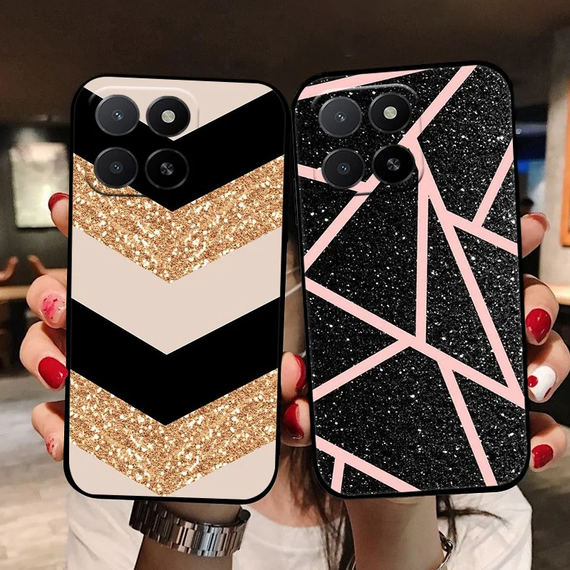 Funda para Honor X8C 4G negro lindas flores suave TPU silicona a prueba de golpes funda de teléfono para Honor X8C HonorX8c Capa Fundas protección - imagen 3