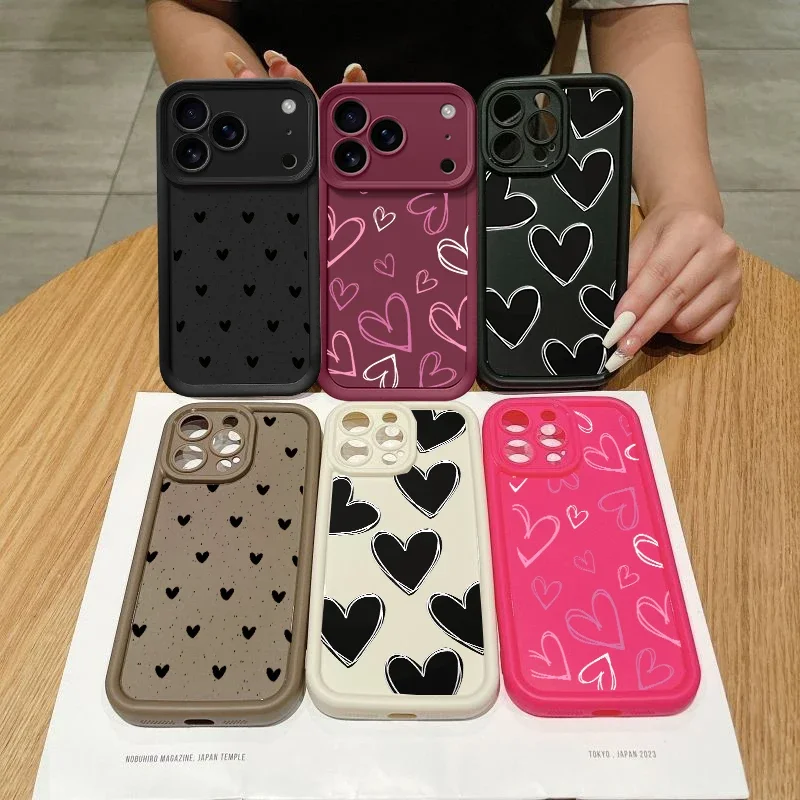 Funda de corazón de amor Simple de dibujos animados Ins para Xiaomi Redmi 15C 15 14C 13C 12C A5 Note 12 13 14 Pro Plus 5G 4G 10 11 10S 11S funda suave - imagen 2