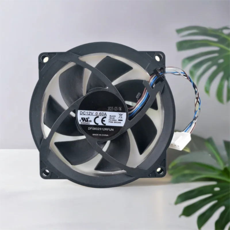 DF0802512RFUN Ventilador de enfriamiento de alta velocidad de 4500 RPM de 8 cm con 4 pines PWM DC12V 7,2 W - Enfriador de CPU de hardware de computadora y ventilador con cubierta de PC
