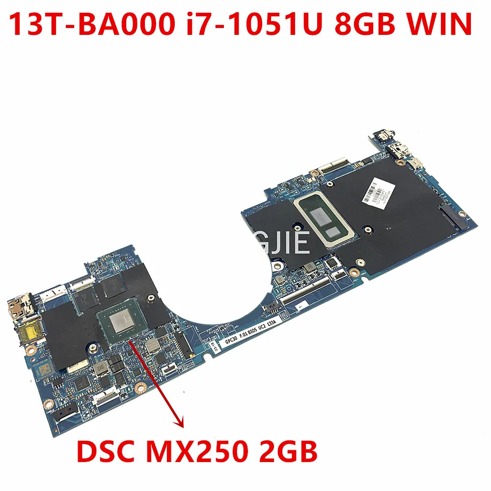 Para HP ENVY 13T-BA000 ordenador portátil GPC30 LA-J471P placa base 13-BA L94593-601 DSC MX250 2GB i7-1051U 8GB RAM WIN 100% funcionando
