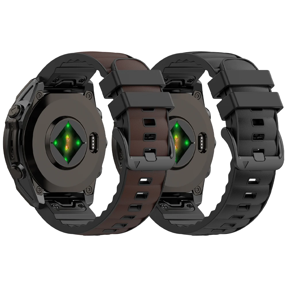 Correa de reloj QuickFit de silicona y cuero de 26mm y 22mm para Garmin Forerunner 970 965 955/Descent G2/Epix Pro/Fenix8 47mm 51mm 7 7X