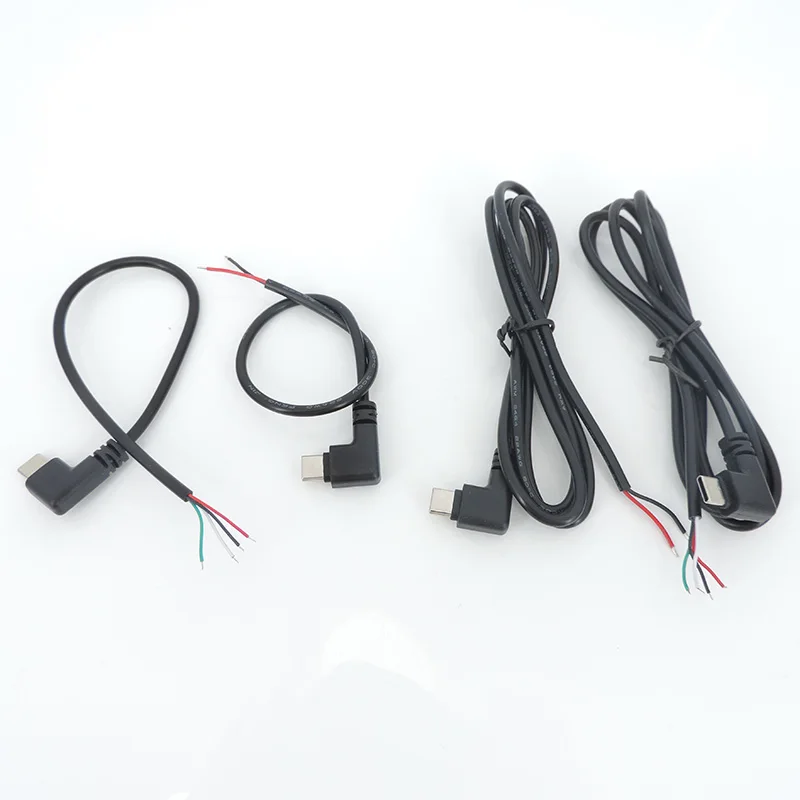 USB 2,0 tipo C 2 pines 4 pines USB macho Cable de cabeza de codo enchufe de ángulo recto DIY fuente de alimentación cable de extensión de carga de datos - imagen 4