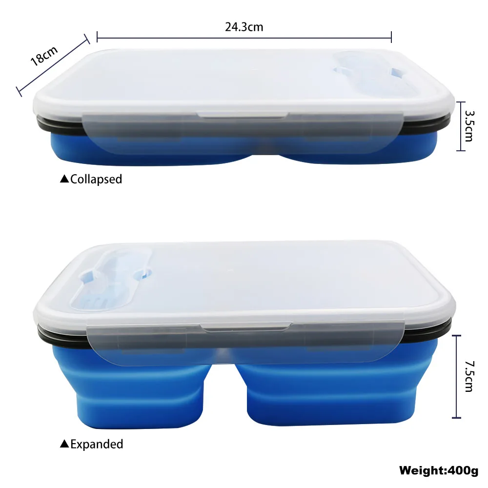Fiambrera portátil plegable de silicona de 1300ML, cuenco para horno microondas, contenedor plegable para almacenamiento de alimentos, cubierta lavable sin olor, 1 ud. - imagen 2