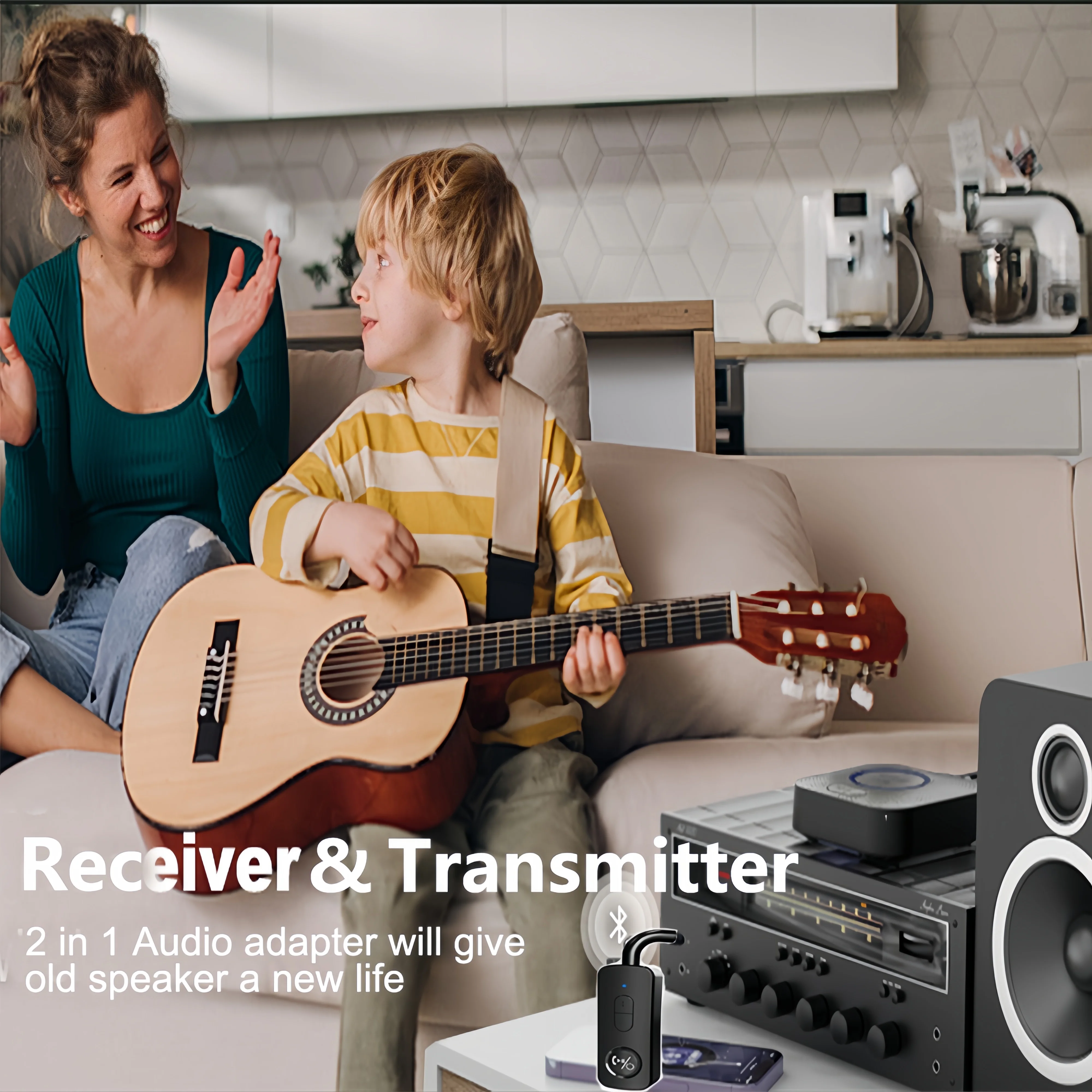 Transmisor receptor Bluetooth 5,3 2 en 1, adaptador de Audio inalámbrico, AUX de 3,5 MM con micrófono, adaptador inalámbrico para TV, altavoz de auriculares para coche - imagen 5