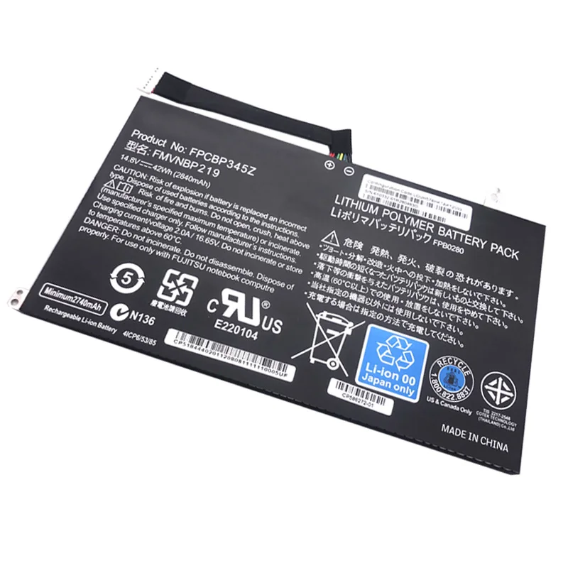 LMDTK-batería FMVNBP219 FPCBP345Z para portátil Fujitsu LifeBook UH572 UH552 Ultrabook FPB0280 14,8 V 2840mAh, nueva - imagen 5
